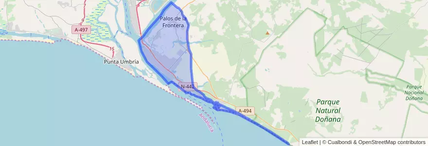 Mapa de ubicacion de Палос-де-ла-Фронтера.