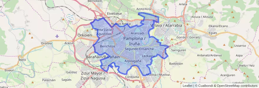 Mapa de ubicacion de Pamplona/Iruña.