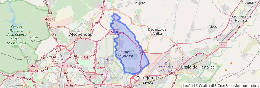 Mapa de ubicacion de Paracuellos de Jarama.