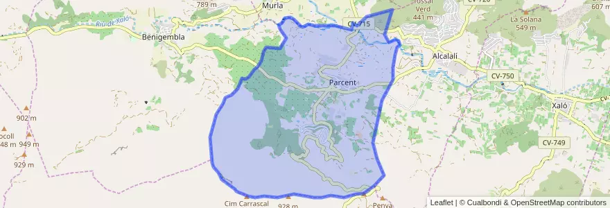Mapa de ubicacion de Parcent.