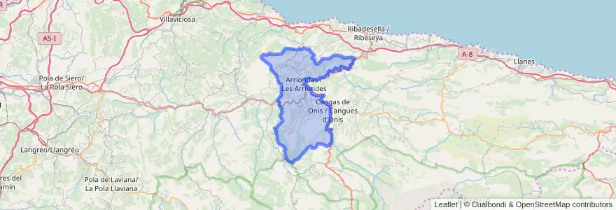 Mapa de ubicacion de Parres.