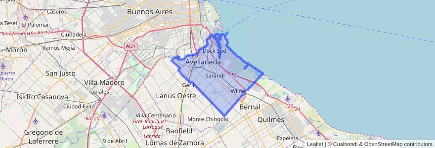 Mapa de ubicacion de Partido de Avellaneda.