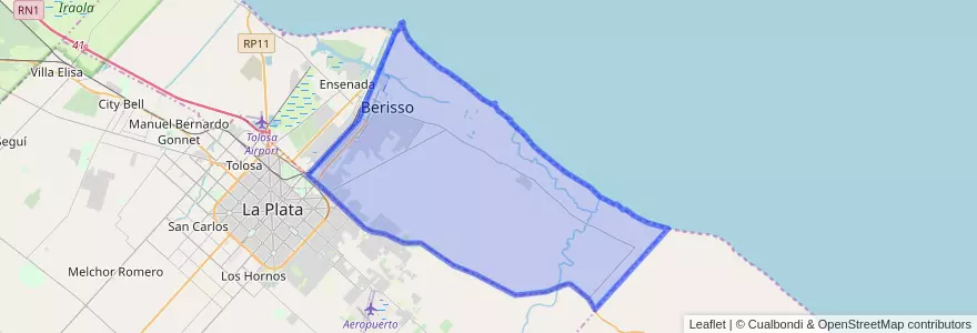 Mapa de ubicacion de Partido de Berisso.
