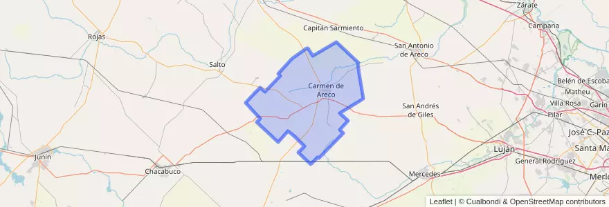 Mapa de ubicacion de Partido de Carmen de Areco.