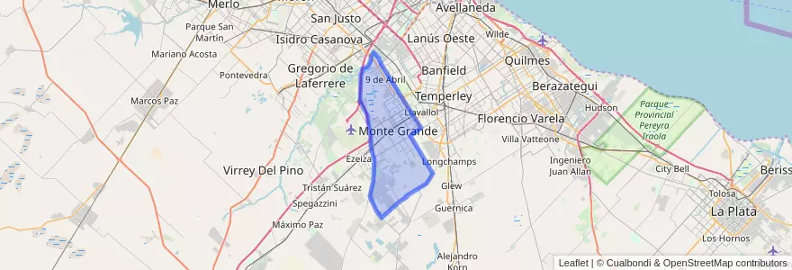 Mapa de ubicacion de Partido de Esteban Echeverría.