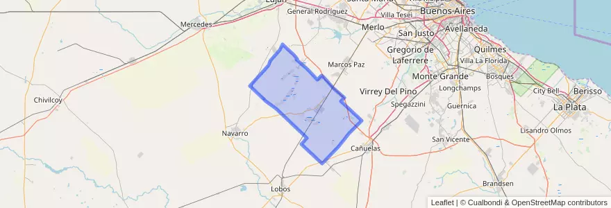 Mapa de ubicacion de Partido de General Las Heras.