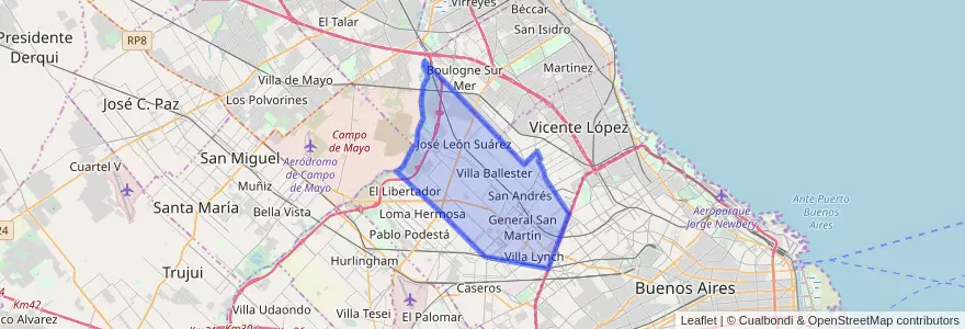 Mapa de ubicacion de Partido de General San Martín.