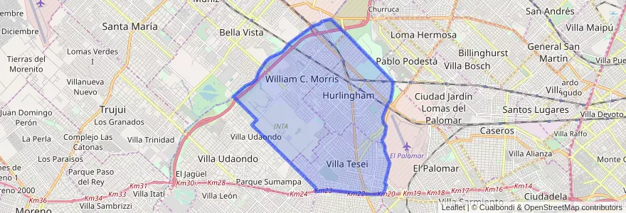 Mapa de ubicacion de Partido de Hurlingham.