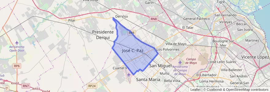 Mapa de ubicacion de Partido de José C. Paz.
