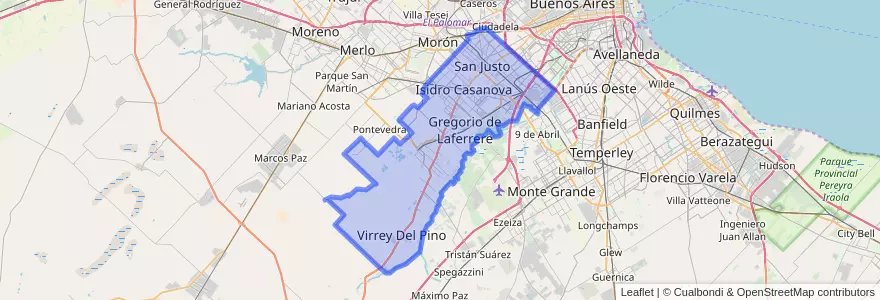 Mapa de ubicacion de Partido de La Matanza.