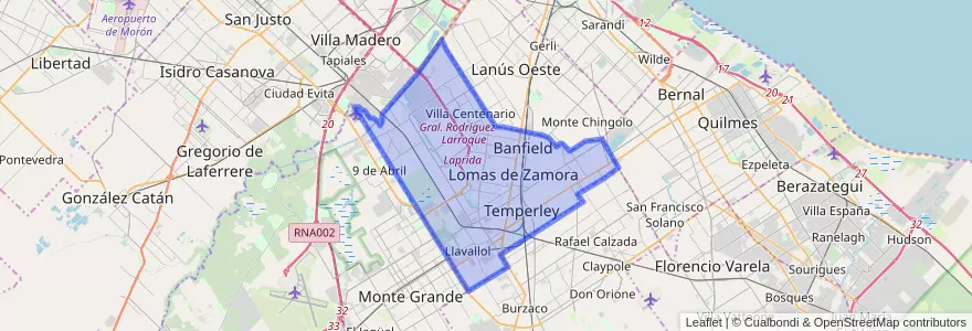 Mapa de ubicacion de Partido de Lomas de Zamora.
