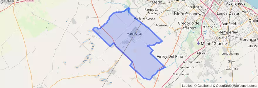 Mapa de ubicacion de Partido de Marcos Paz.