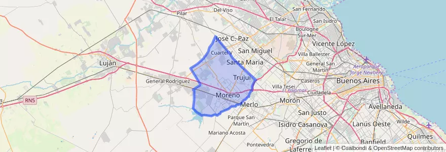 Mapa de ubicacion de Partido de Moreno.