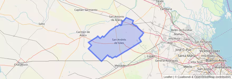 Mapa de ubicacion de Partido de San Andrés de Giles.
