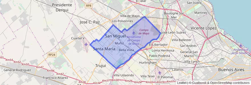 Mapa de ubicacion de Partido de San Miguel.