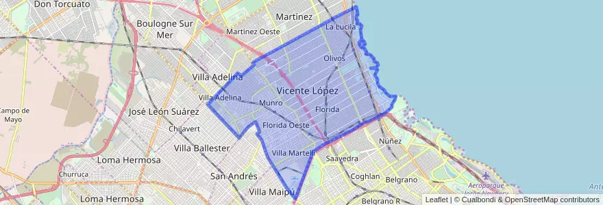 Mapa de ubicacion de Partido de Vicente López.