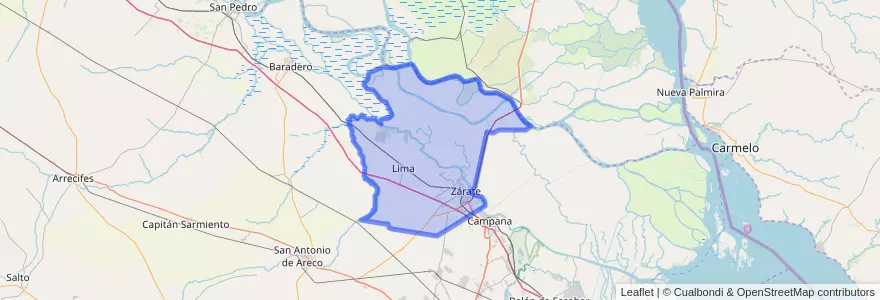 Mapa de ubicacion de Partido de Zárate.