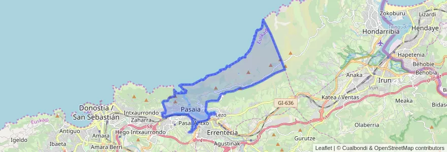 Mapa de ubicacion de Pasaia.
