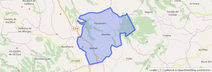 Mapa de ubicacion de Passanant i Belltall.