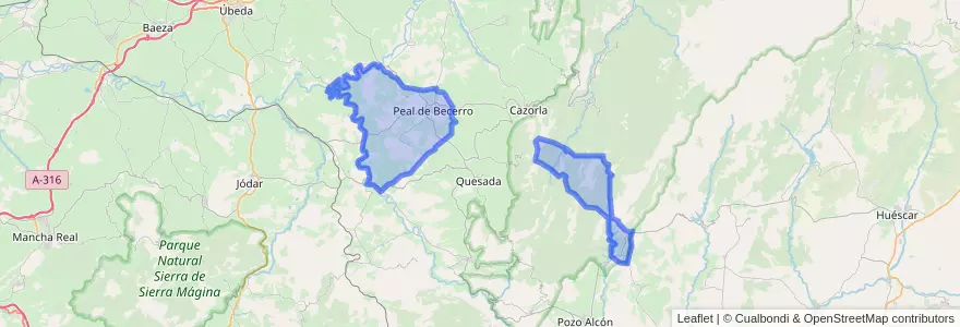 Mapa de ubicacion de Peal de Becerro.