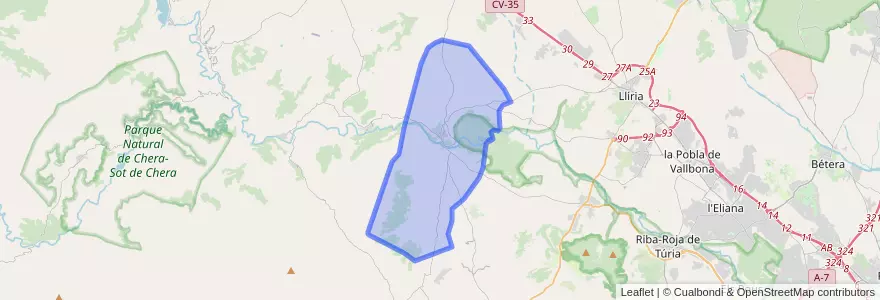 Mapa de ubicacion de Pedralba.