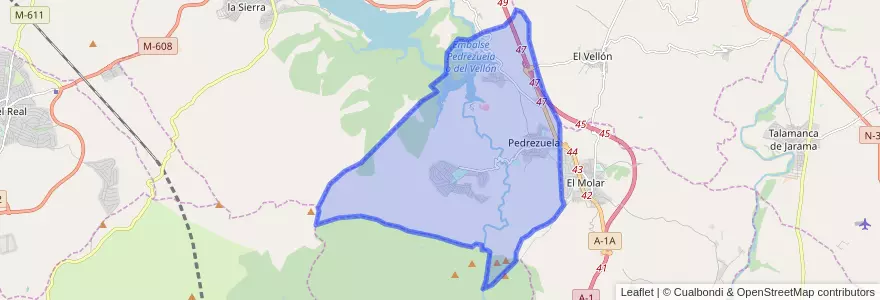 Mapa de ubicacion de Pedrezuela.