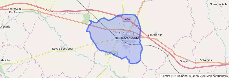 Mapa de ubicacion de Peñaranda de Bracamonte.