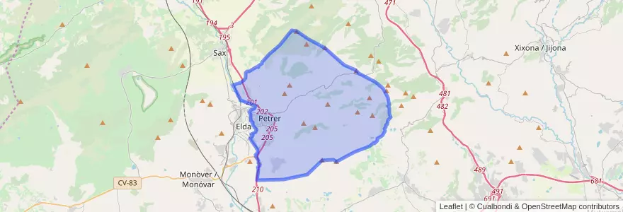 Mapa de ubicacion de Petrer.