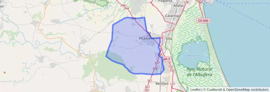 Mapa de ubicacion de Picassent.