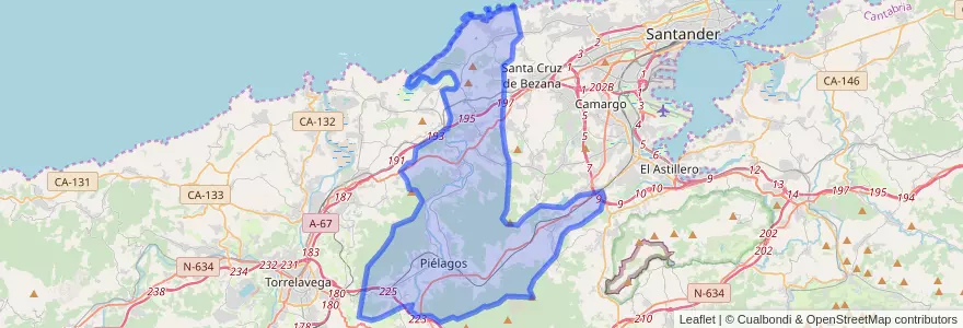 Mapa de ubicacion de Piélagos.