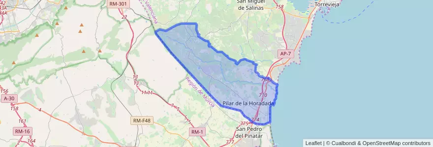 Mapa de ubicacion de Pilar de la Horadada.