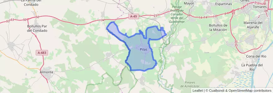 Mapa de ubicacion de Pilas.