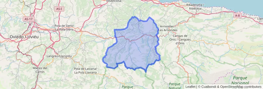 Mapa de ubicacion de Piloña.