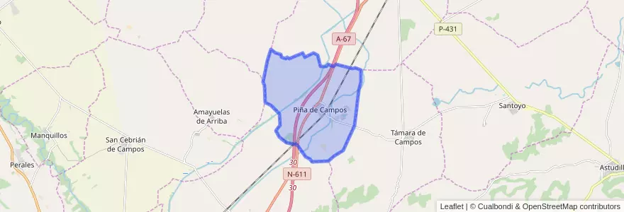 Mapa de ubicacion de Piña de Campos.