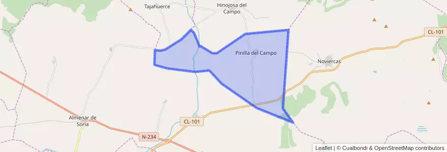 Mapa de ubicacion de Pinilla del Campo.