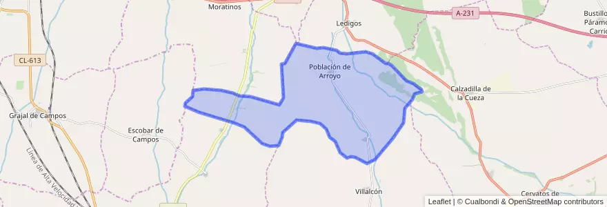 Mapa de ubicacion de Población de Arroyo.