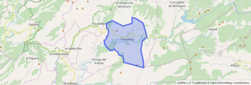 Mapa de ubicacion de Poboleda.