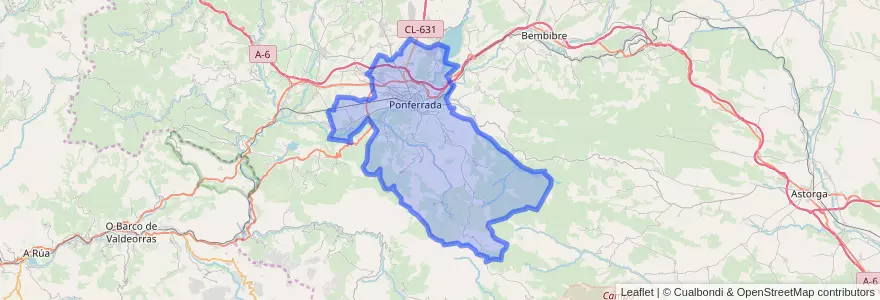 Mapa de ubicacion de Ponferrada.