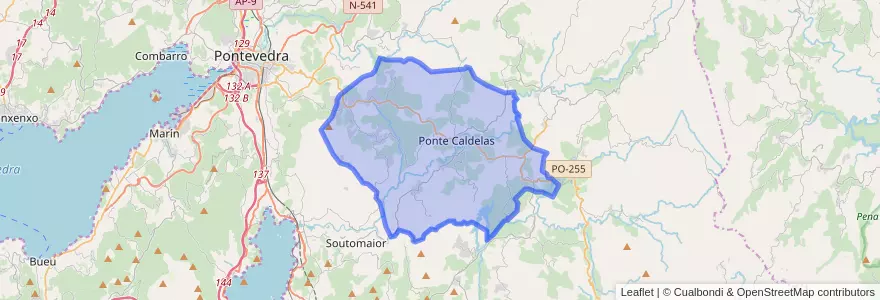Mapa de ubicacion de Ponte Caldelas.