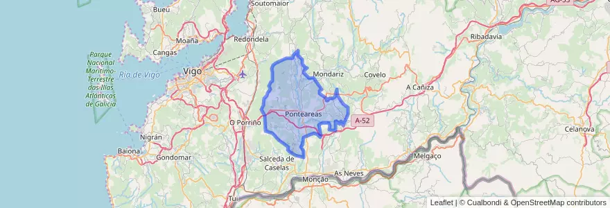 Mapa de ubicacion de Ponteareas.