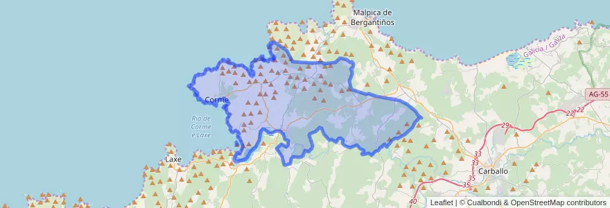 Mapa de ubicacion de Ponteceso.
