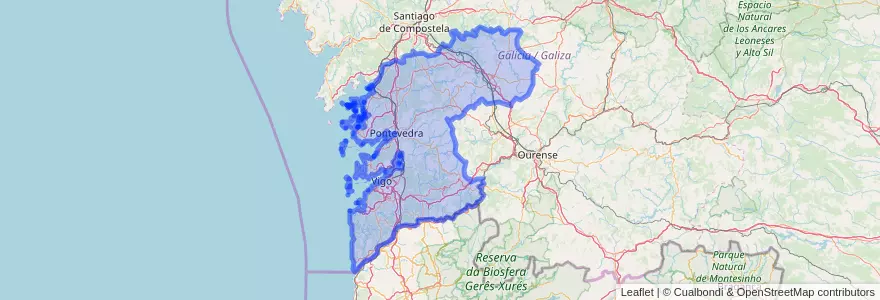 Mapa de ubicacion de Pontevedra.