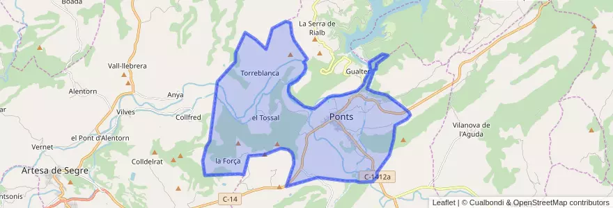 Mapa de ubicacion de Ponts.