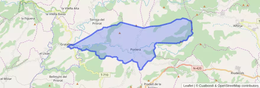Mapa de ubicacion de Porrera.