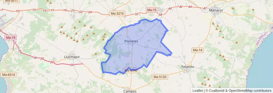 Mapa de ubicacion de Porreres.