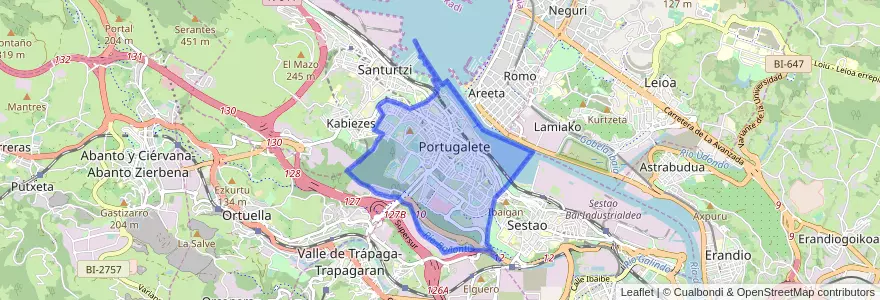 Mapa de ubicacion de Portugalete.