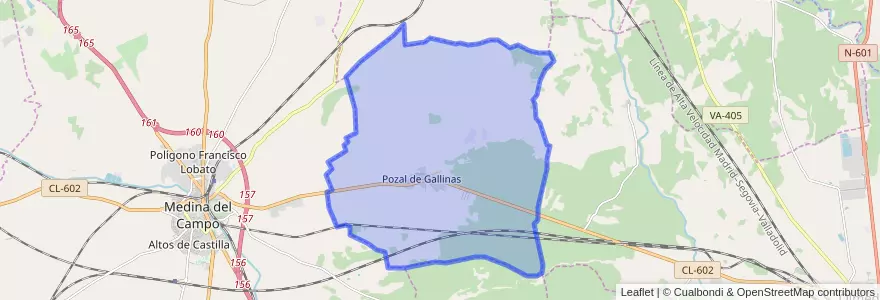 Mapa de ubicacion de Pozal de Gallinas.