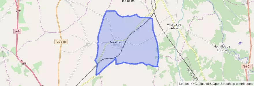 Mapa de ubicacion de Pozaldez.