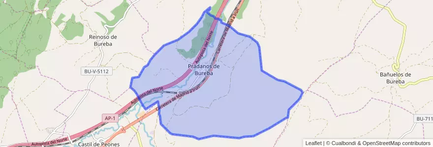 Mapa de ubicacion de Prádanos de Bureba.