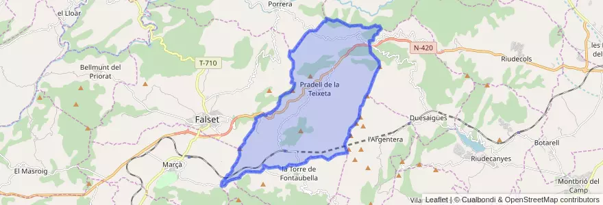 Mapa de ubicacion de Pradell de la Teixeta.